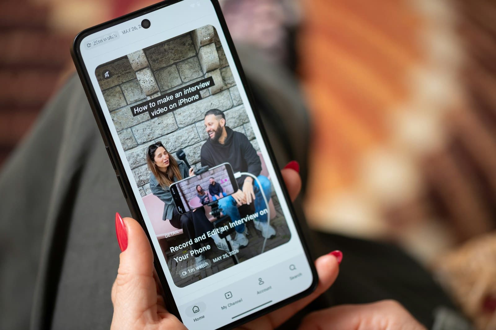 Short-form creator content on a phone