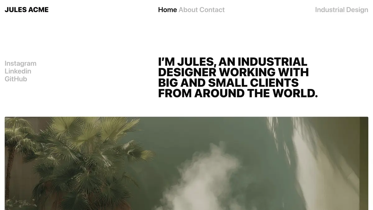 Screenshot of the Portfolio Template template: industrial, typographic.