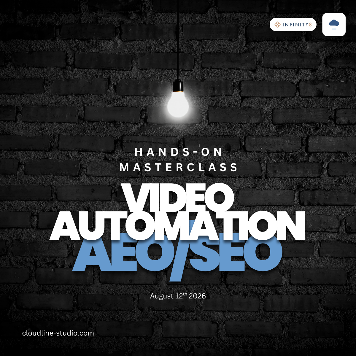 AI Automations, AEO & SEO Masterclass poster — 12 August 2026, 1pm to 5pm